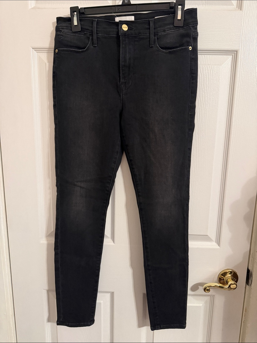 Frame Le High Skinny Jeans Black/Gray Condor Sz 28